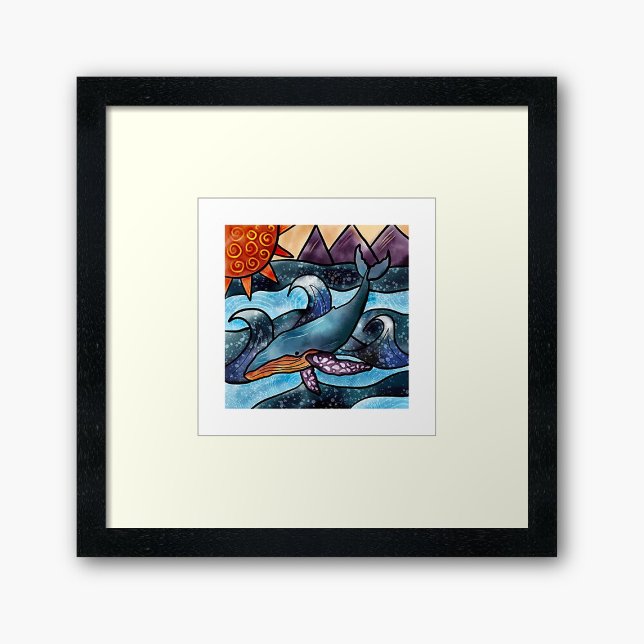 Modern Blue Watercolor Whale Coastal Poster (Creator Uploaded)