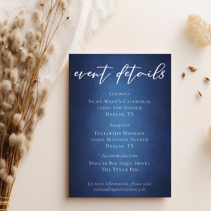 Modern Blue Waterfront Wedding Event Details Enclosure Card