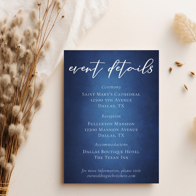 Modern Blue Waterfront Wedding Event Details Enclosure Card (Creator Uploaded)