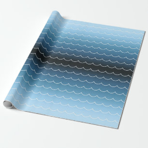 Modern Blue Wave Pattern Gradient Wrapping Paper