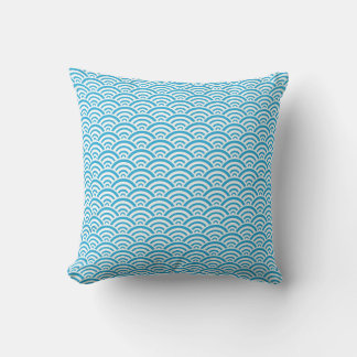 Modern Blue Wave Pattern Throw Pillow