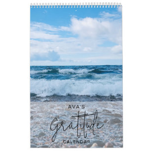 Modern Blue Wave Photography Gratitude Calendar