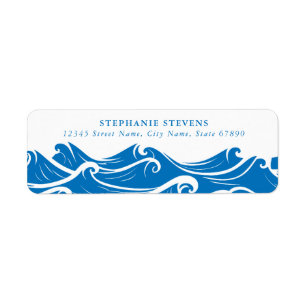 Modern Blue Waves Return Address Labels