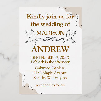 Modern Blue Wavy Frame Wedding Invitation.