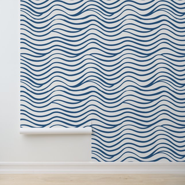 Modern Blue Wavy Stripes Wallpaper (Application)