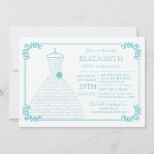 Modern Blue Wedding Dress Bridal Shower Invitation