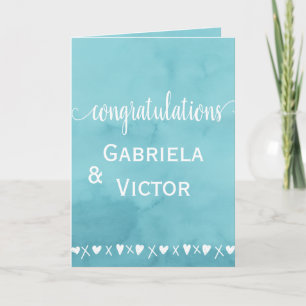 Modern Blue Wedding Engagement Congratulations Card