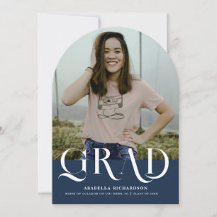 Modern Blue White Arch Photo Graduation Party Invitation