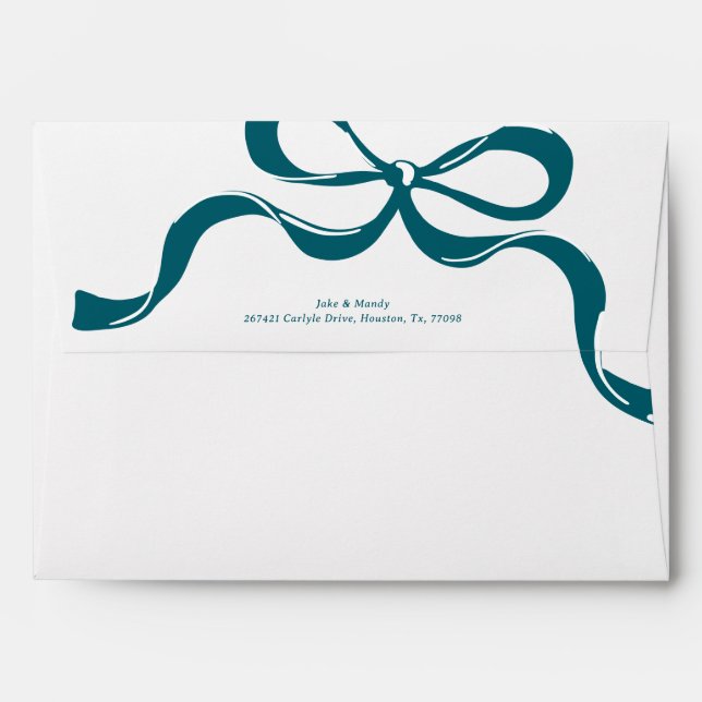Modern Blue White Big Bow Pre Return Address  Envelope (Back (Top Flap))