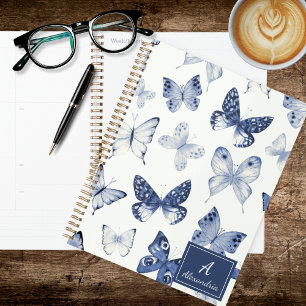 Modern Blue & White Butterfly  Planner