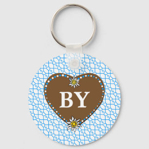 Modern Blue White Fresh Bavaria Pattern Key Ring
