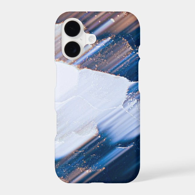 Modern Blue White Gold Abstract  (Back)