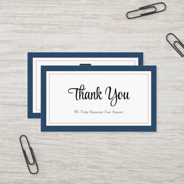 Modern Blue White Gold Thank You Card (Front/Back In Situ)