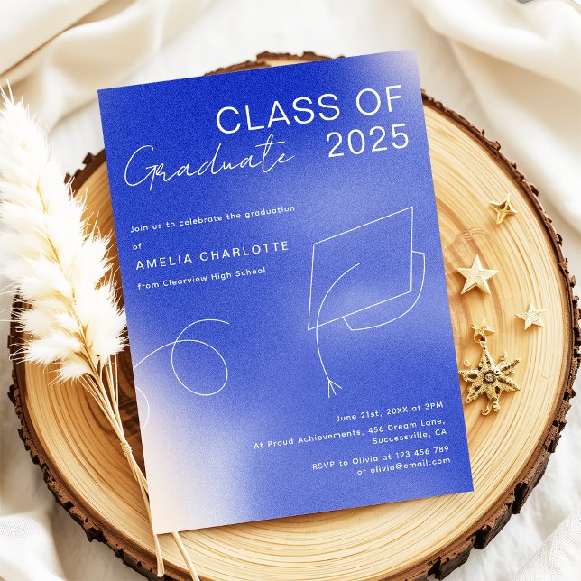 Modern Blue White Gradient Graduation Party Invitation (Creator Uploaded)