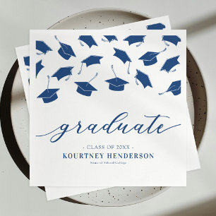 Modern Blue White Graduation Napkin