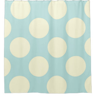 Modern blue white large polka dots shower curtain