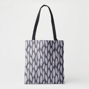 Modern Blue &White Leaf Pattern Tote Bag