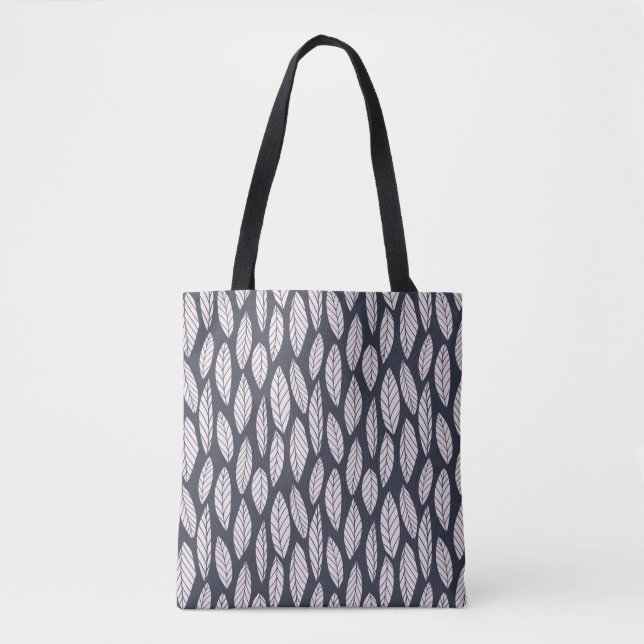 Modern Blue &White Leaf Pattern Tote Bag (Front)