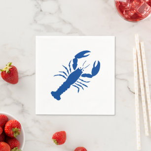 Modern blue white lobster coastal beach summer napkin