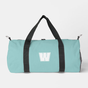 Modern blue & white monogram initial duffle bag