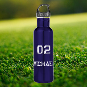 Modern Blue White Player Name Jersey Number Sports 710 Ml Water Bottle