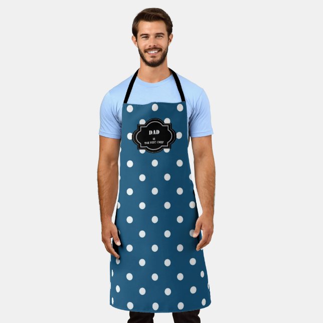 Modern blue white polka dots Dad is best chef Apron (Worn)