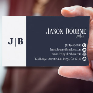 Modern Blue White Professional QR Code Simple  Business Card