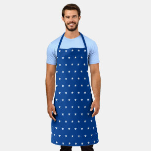 Modern blue white stars pattern apron