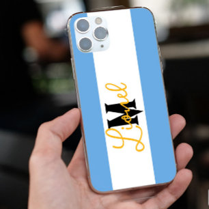 modern Blue & white Stripe Custom name monogram iPhone 13 Pro Max Case