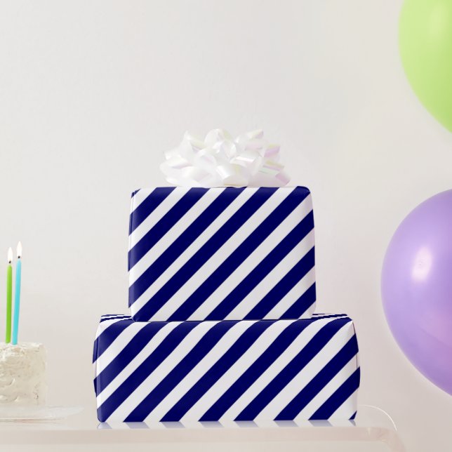 Modern Blue White Stripe Geometric Pattern Wrapping Paper (Party Gifts)