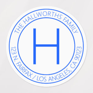Modern Blue & White Waterproof Return Address