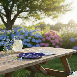 Modern Blue Wildflower Garden Greenery Baby Shower Paper Plate