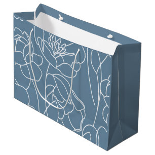 Modern Blue Wildflower Large Gift Bag