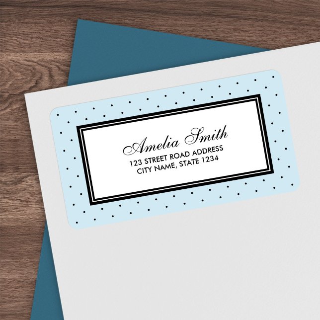 Modern Blue with Classic Black Polka Dot Address Label (Creator Uploaded)