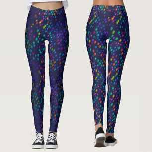 Modern Blue With Colourful Rainbow Geometric Light Leggings