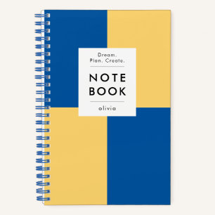 Modern Blue & Yellow Checker Motivational Notebook
