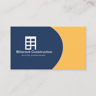 Modern Blue Yellow Construction Company Logo Business Card