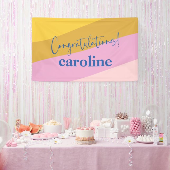 Modern Blue Yellow Custom Congratulations Graduate Banner (Party)
