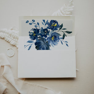 Modern Blue Yellow Floral Wedding Invitation  Envelope