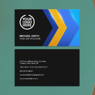 Modern Blue Yellow Geometric Shape Professional Business Card