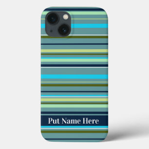 Modern Blue Yellow Green Stripes Abstract iPhone 13 Case