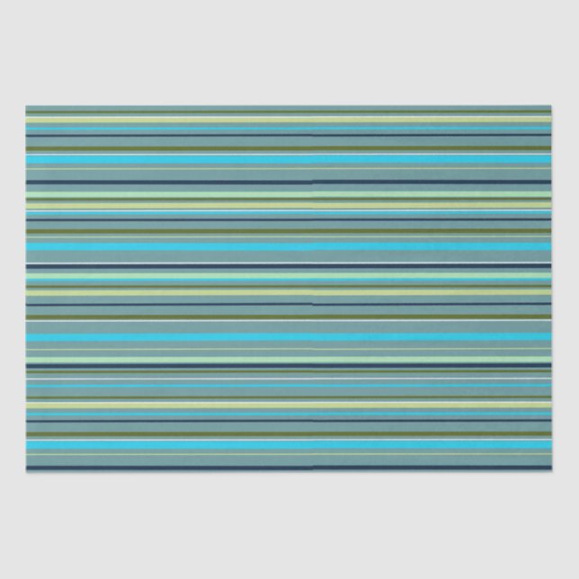 Modern Blue Yellow Green Stripes Elegant Tissue Paper (Front)