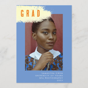Modern BLUE YELLOW SPLASH Graduation Photo GRAD Announcement