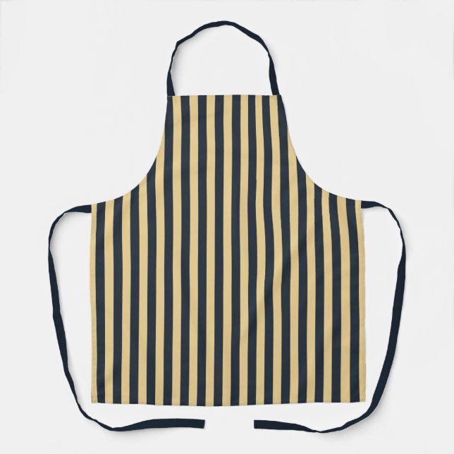 Modern Blue Yellow Stripe BBQ Kitchen Chef Apron (Front)