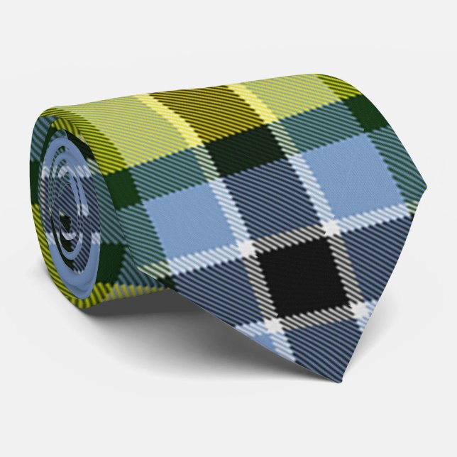 Modern Blue & Yellow Tartan Plaid Pattern Tie (Rolled)