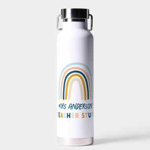 Modern blue yellow teacher elegant rainbow gift wa water bottle