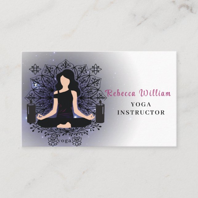 Modern Blue Yoga Instructor Style Business Card (Front)
