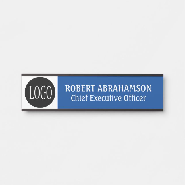 Modern Blue Your Logo Office Door Signs Sign (Front)