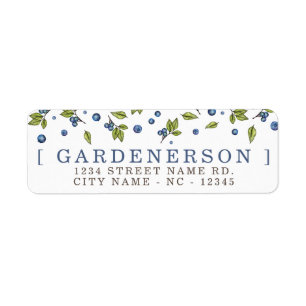 Modern Blueberries  Return Address Label