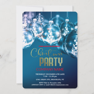 Modern BlueCorporate Christmas Vintage Decoratio Invitation